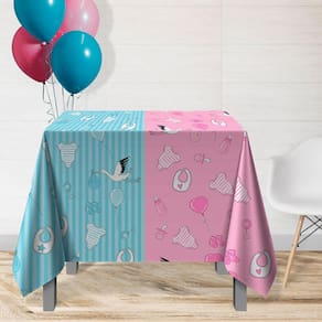 1 Toalha Mesa Festa TNT Chá Revelação Menina Menino 140X140