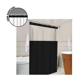 Cortina P/ Box Pvc Impermeável Antimofo 1,38x1,98m Preto