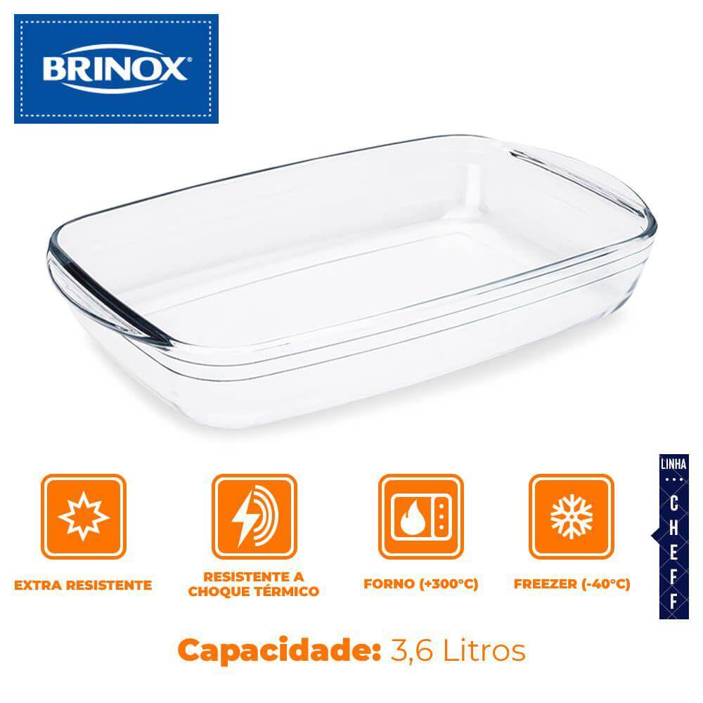 Assadeira de Vidro Retangular Cheff 3,6L - Brinox