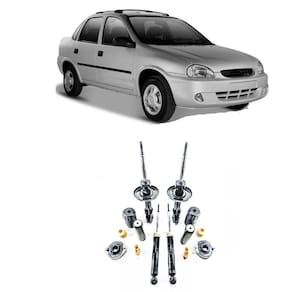 04 Amortecedores + 04 Kits Batente Corsa 1994 Até 2002 1,0 1,4 1,6 1,8 8V,16V - Sedan