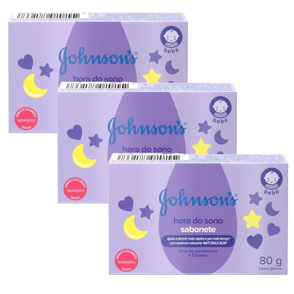Kit 3 Sabonetes Barra Hora Do Sono Johnson`s Baby 80g