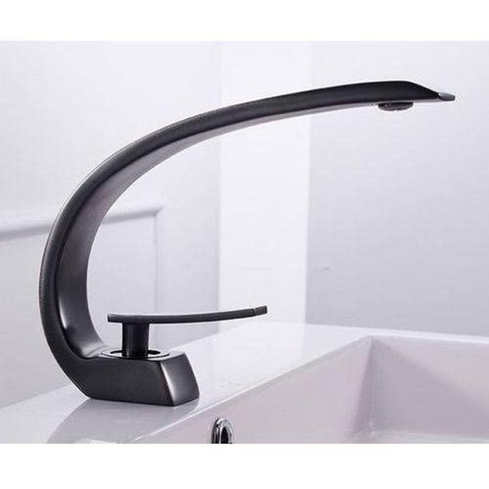 Torneira Monocomando Lavabo Banheiro Preto Fosco Alto Luxo