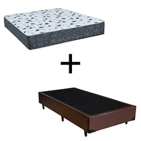 Cama Box Solteiro 88 Tecido Sintético Marrom Com Colchão Alegro Bello Box Espuma D28 Cinza 57x88x188