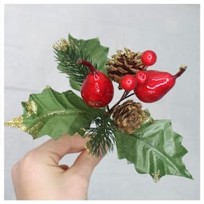 2 Ramos Pera Decoração De Natal Artificial 17cm