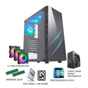 Pc Gamer Cpu Completo I5 16gb, Ssd 240gb, Placa Vídeo 4gb