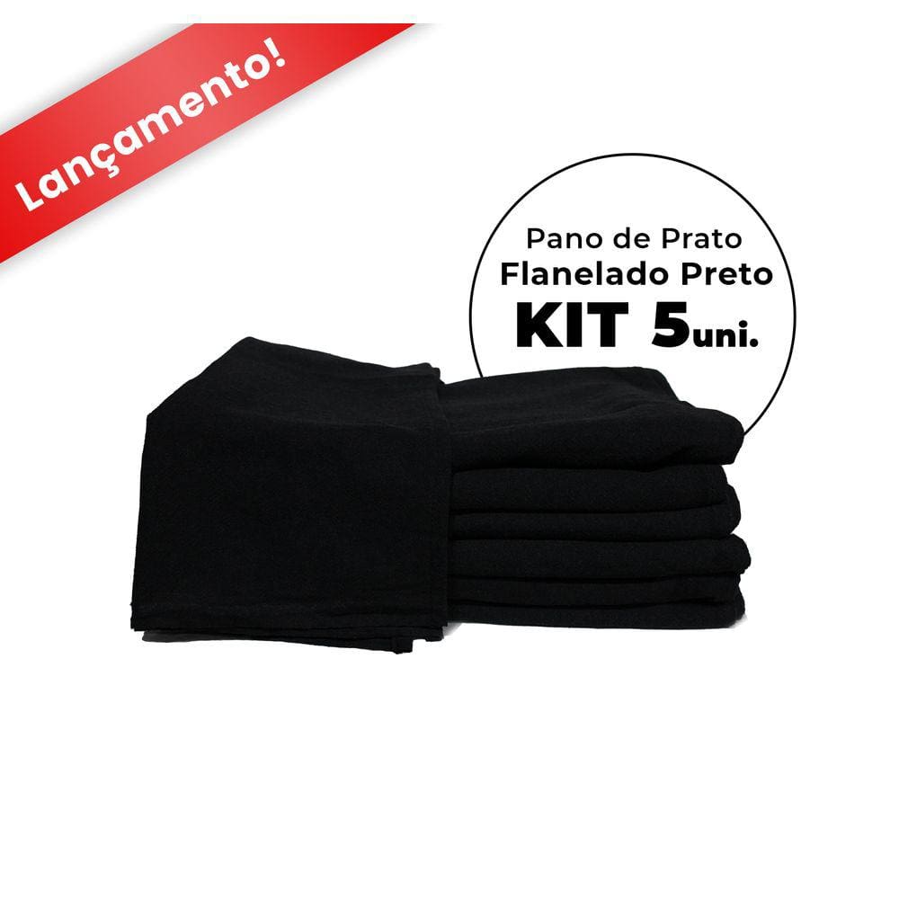 5 Peças Pano De Prato Preto Decoração Flanelado Com Bainha
