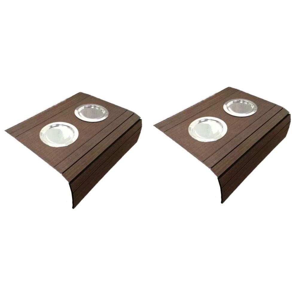 Kit 02un Esteiras Braço Sofá Porta Copos De Alumínio Tabaco