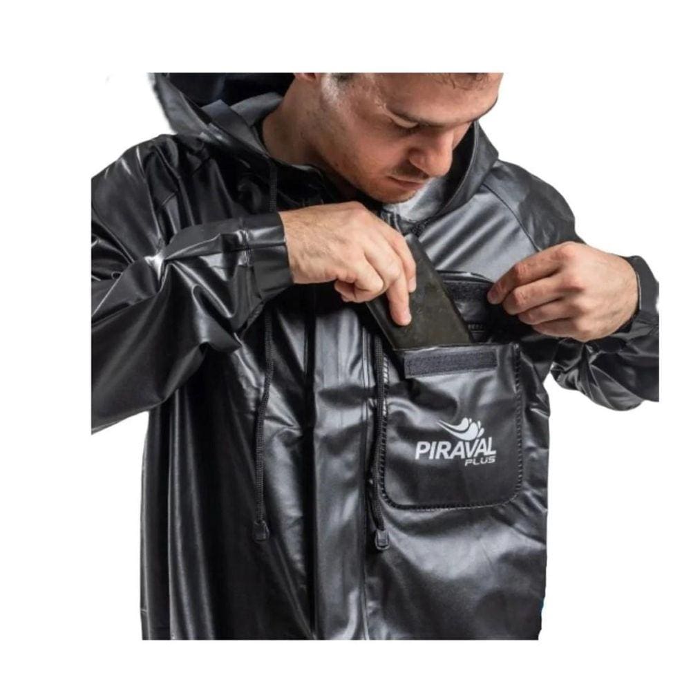 Capa De Chuva Motoqueiro Pvc Piracapas + Polainas Tamanho M