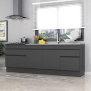 Kit 2 Balcões com Rodapé Gabinete Pia 150 cm e Cooktop 70 cm Veneza Multimóveis MP2108.895 Preto