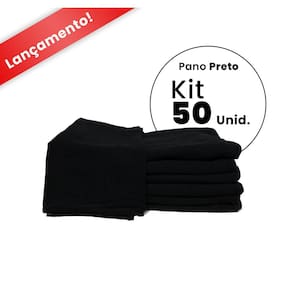 Kit 50 Pano De Prato Liso Preto Flanelado C/ Bainha Atacado