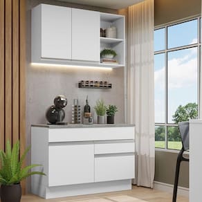 Armário De Cozinha Compacta 120cm Branco Glamy 08 Branco