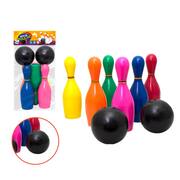 Jogo Mini Boliche com 6 pinos de 19 cm e 2 bolas de plástico