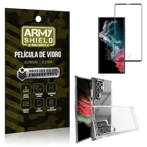 Kit Capa Anti Impacto Samsung S22 Ultra + Película Vidro 3D