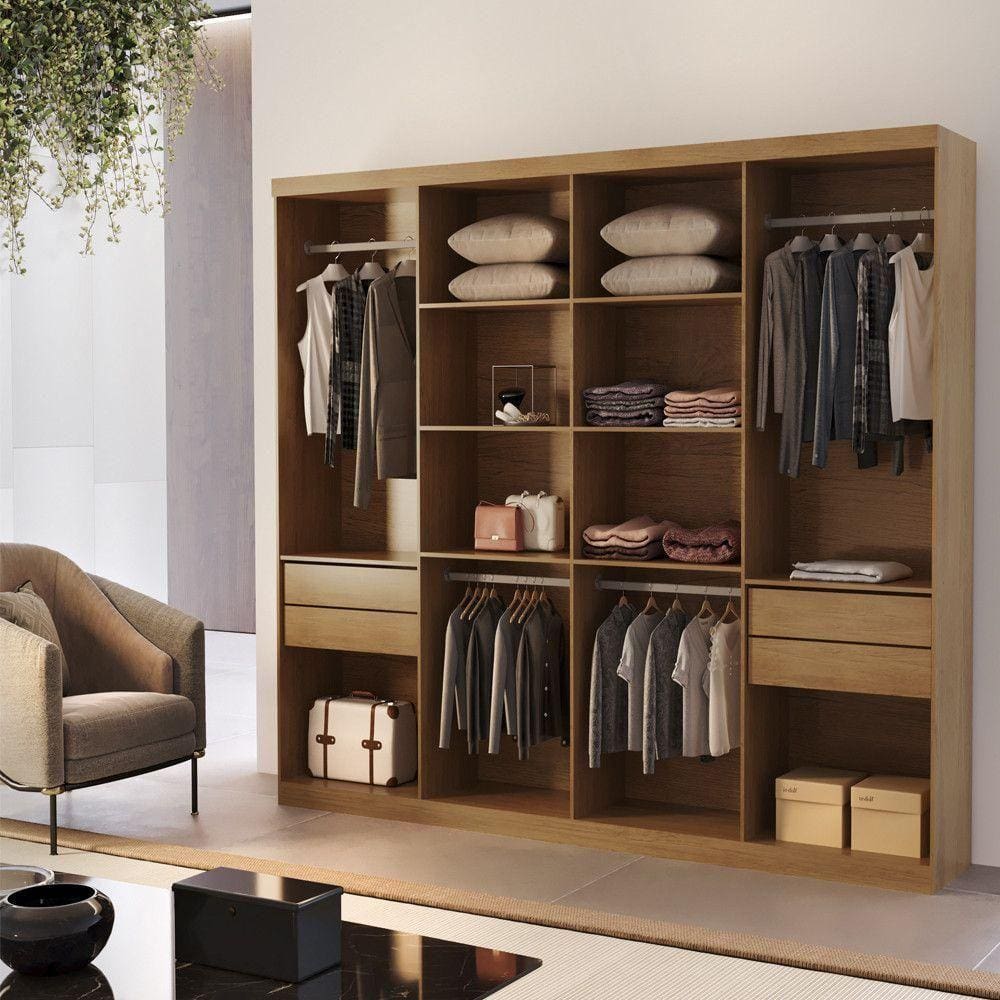 Closet Casal Hera Gold 4 Gavetas 8 Prateleiras | Casas Bahia