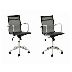Conjunto 2 Cadeiras de Escritório com Rodízio Office Sevilha Rivatti Móveis Preto