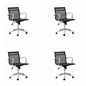 Conjunto 4 Cadeiras de Escritório com Rodízios Office Sevilha Rivatti Móveis Preto