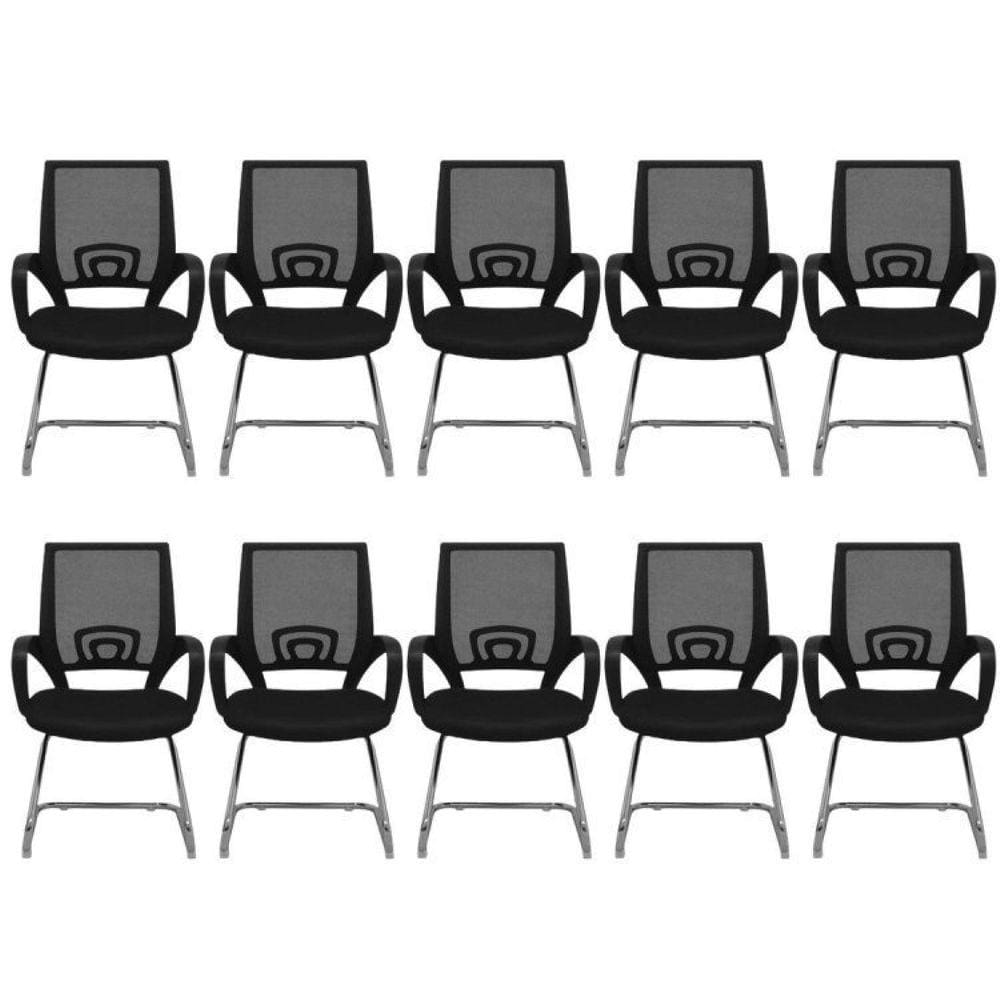 Conjunto 10 Cadeiras de Escritório Santiago Rivatti Preto
