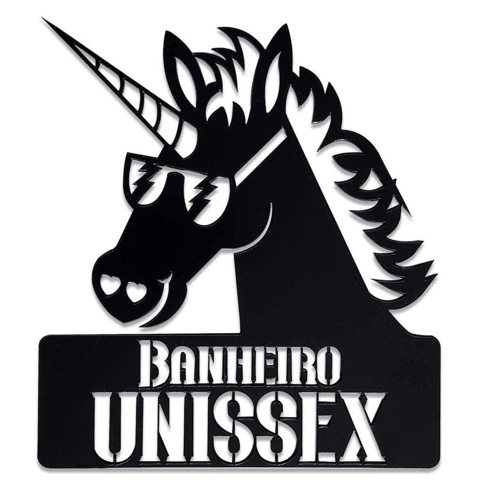 Placa De Banheiro Divertida Unicórnio Unissex