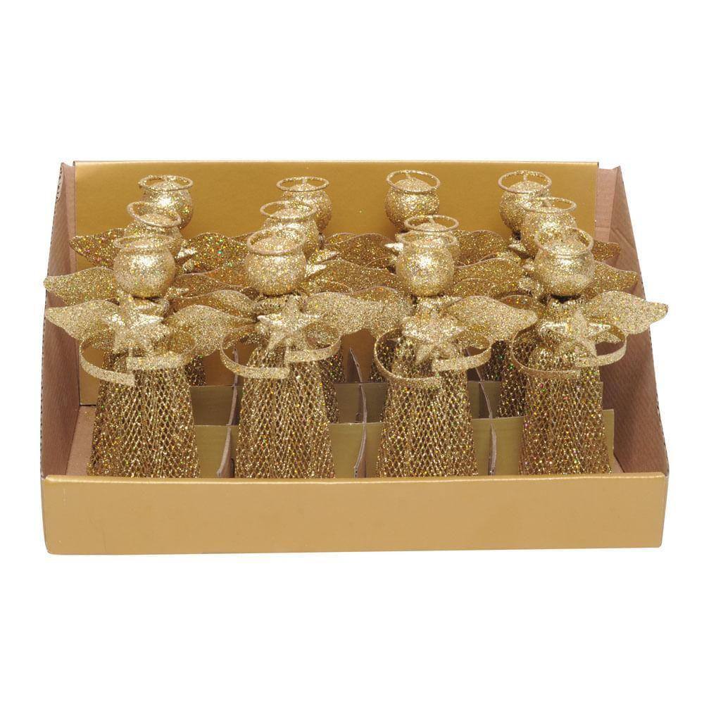 Enfeite Anjo Decorativo Em Metal Ouro 15x11 1019304