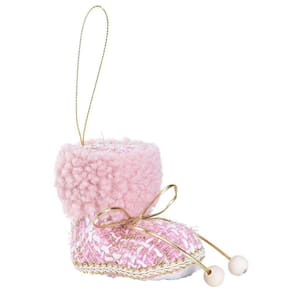 Enfeite Natal Pend Bota Xadrez Rosa/bco 8x8x5cm 1102432