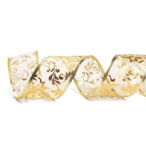 Fita Natalina Voil Arabescos Ouro 6,30cmx9,14mts 1418152