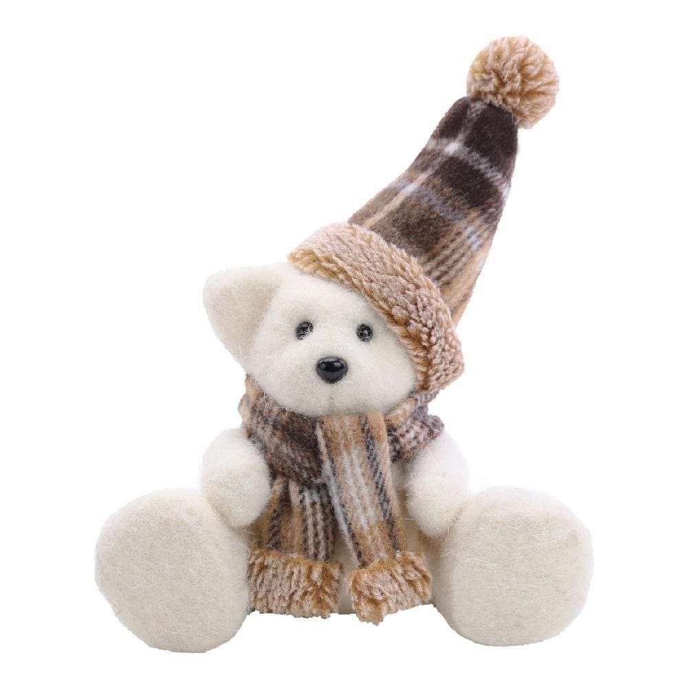 Urso Decorativo Gorro/cachecol Bco/beg 20x17x10 1107443