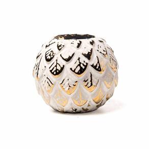 Porta Vela Vidro Redondo Folhas 1un 10x5x5cm 124128
