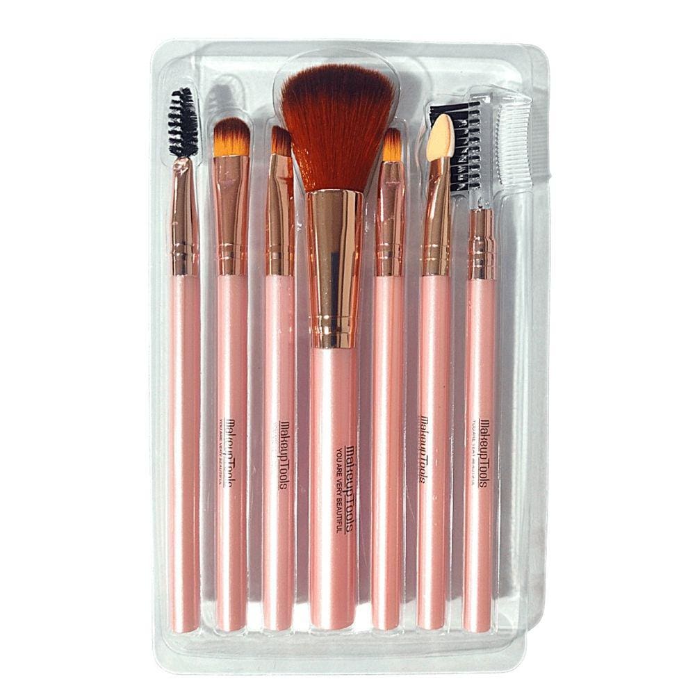Kit Pincéis Maquiagem 7 Peças Profissional Pontas Sintéticas