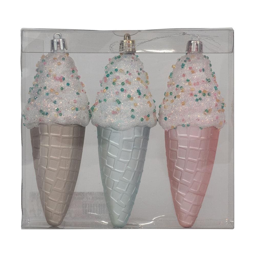 Enfeite Natal Pendurar Sorvete Azc/roc/lil C/3 1019208