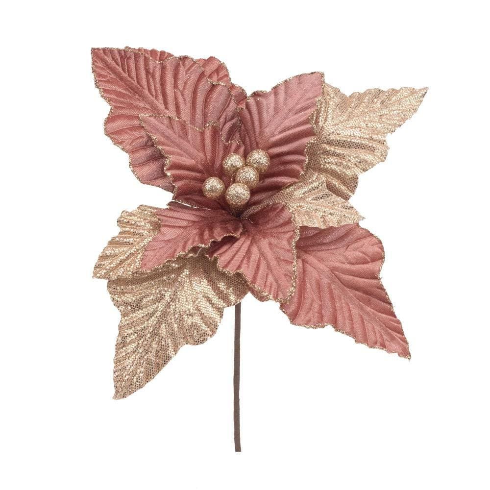 Flor De Natal Poinsetia Rosa/ouro 1un 20x26x26cm 1025987