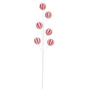 Pick Galho C/6 Bolas Listr Vrm/bco 1un 70x16x4cm 1017221