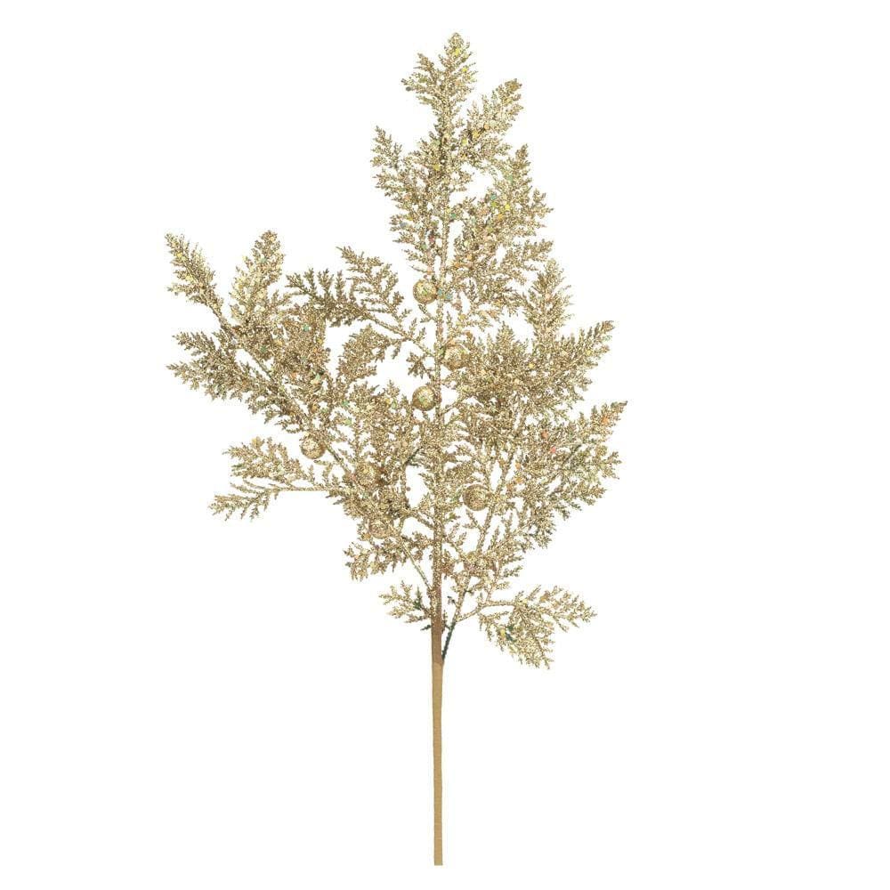 Galho Natalino C/folh/frut Our/glitt 1un 60x25x2cm 1025948
