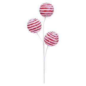 Pick Galho C/3 Bolas Listr Vrm/bco 1un 55x18x7cm 1017428