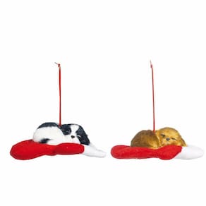 Cachorro Pelúcia Deitado Na Luva Pto/bco 5x11x8cm 1595307