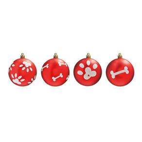 Kit Bola Natal 6 Pçs Pata/osso Vermelha/branca 8cm 1699739