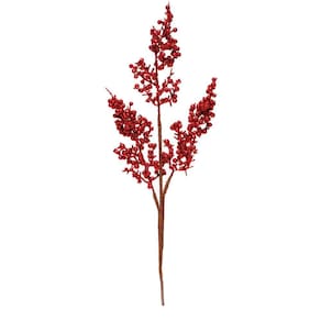 Galho Vermelho Com Frutinhas E Gliter 50x8x2 1922516