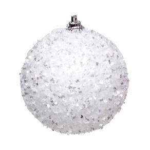 Jogo C/6 Peças Bolas Nevada Com Glitter Branco 8cm 1923544