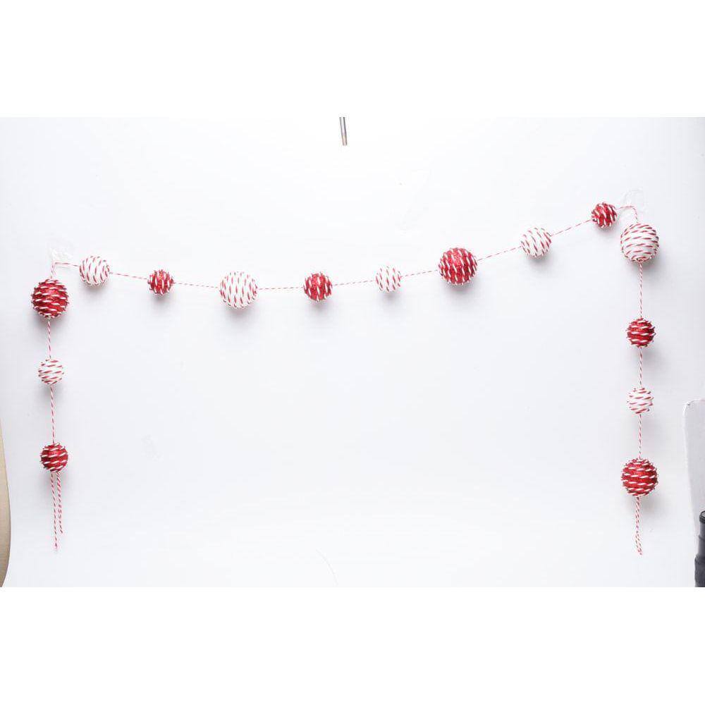 Festão Bolas Listras Candy Bco/vrm 180cm 1203734