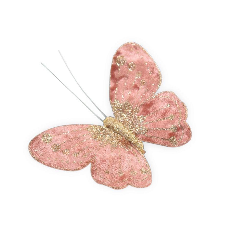 Enfeite Natal Borboleta Rosa/ouro 1un 12x11x1cm 1100658