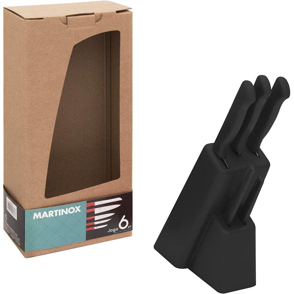 Jogo de Facas 06 Peças com Cepo Para Cozinha Churrasco