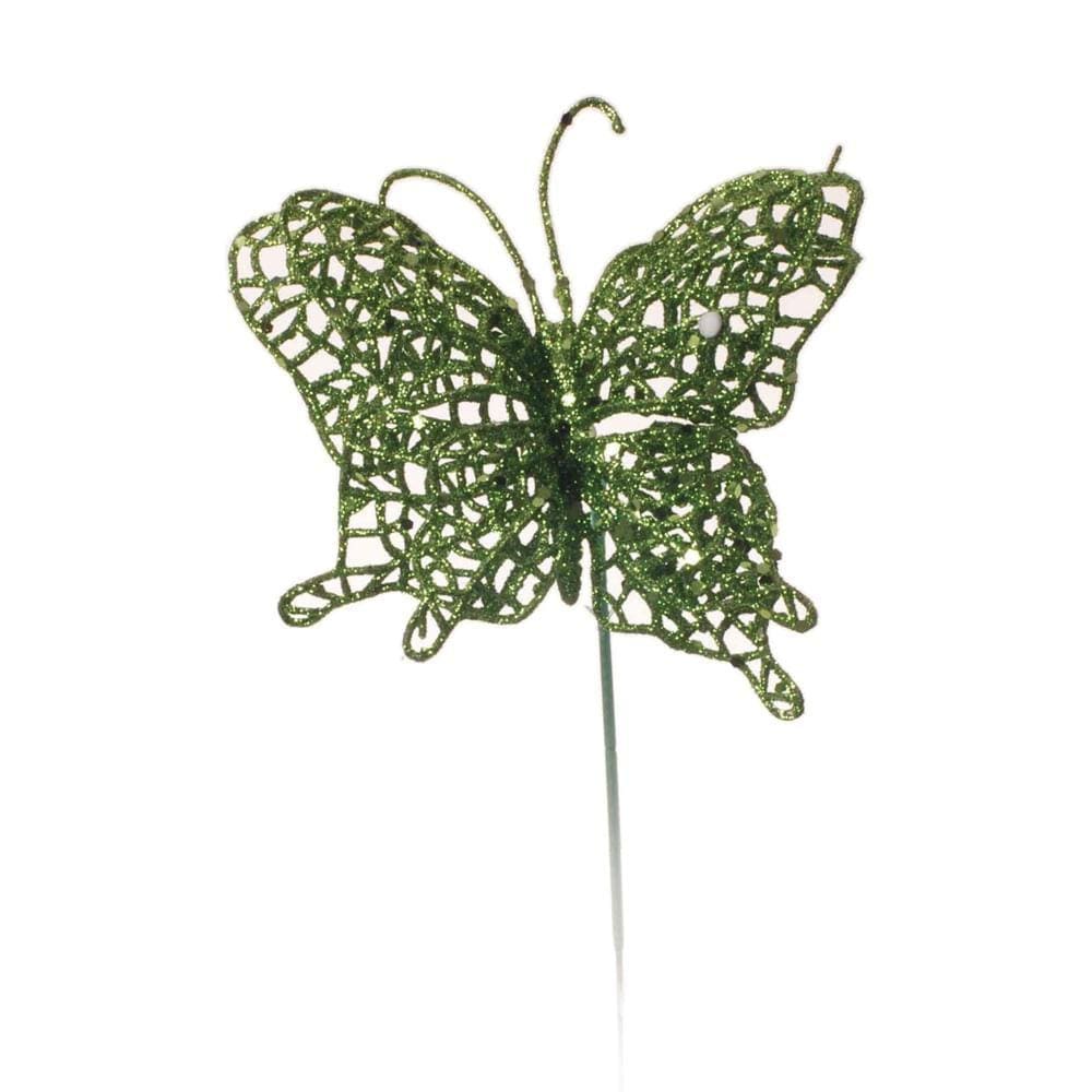 Pick Borboleta Com Glitter Verde 4cm 1316443