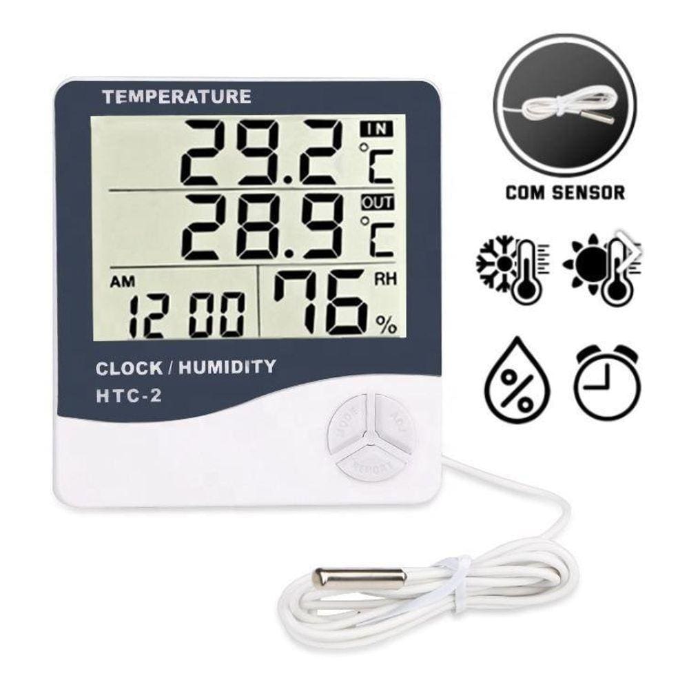 Termo Higrômetro Sensor Externo Medidor Temperatura Umidade
