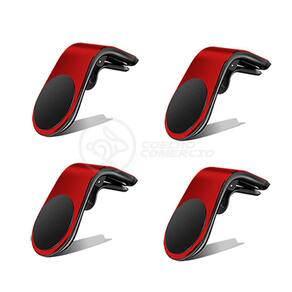 Kit 4 Suporte Adaptador Magnético Veicular Universal Clip Car Holder Para Painel De Carro Tipo L - VERMELHO