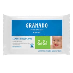 Lenço Umedecido Granado Bebê Pele Sensível Com 50 Unidades