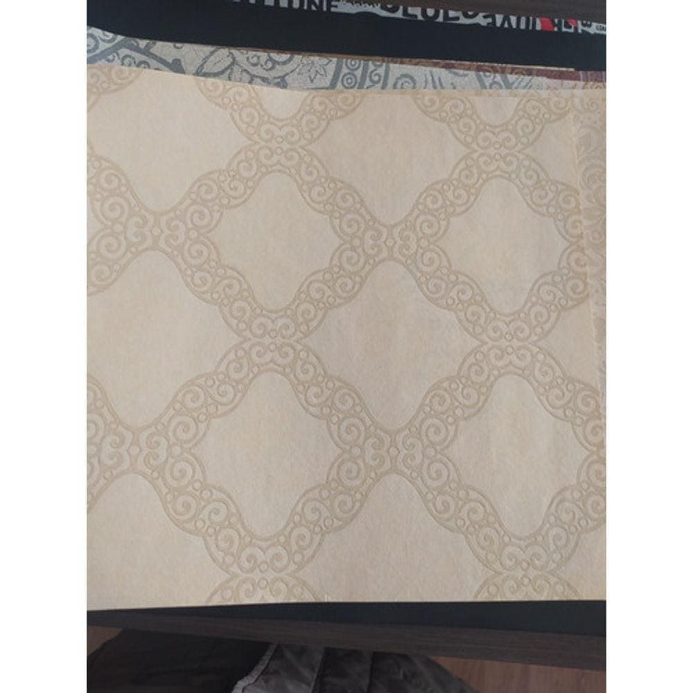 Papel De Parede Lavável Amarelo Com Arabesco Dourado