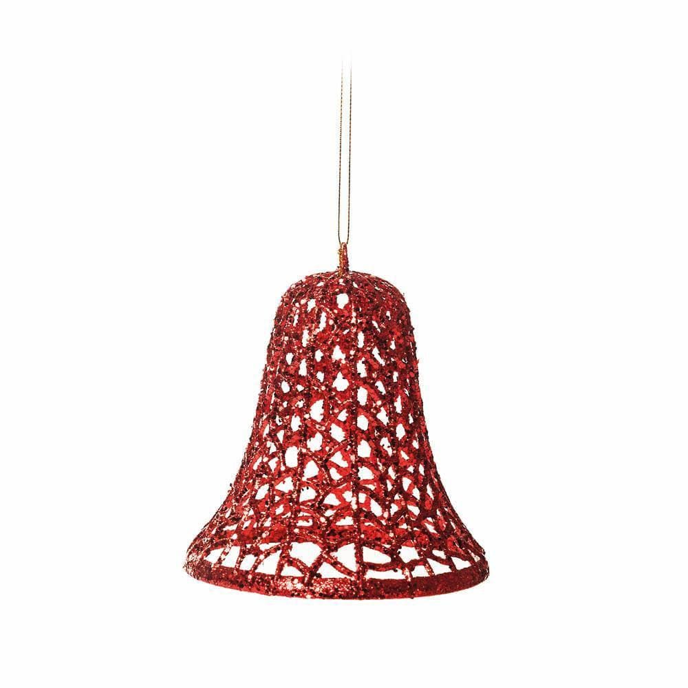Enfeite Natal Sino Vazado Glitter Vermelha Tamanho 1351852