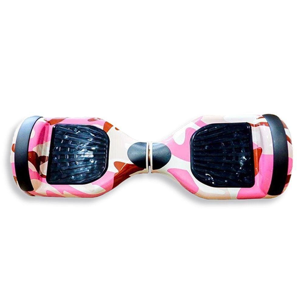Hoverboard Infantil Skate Elétrico Led Rosa Camuflado