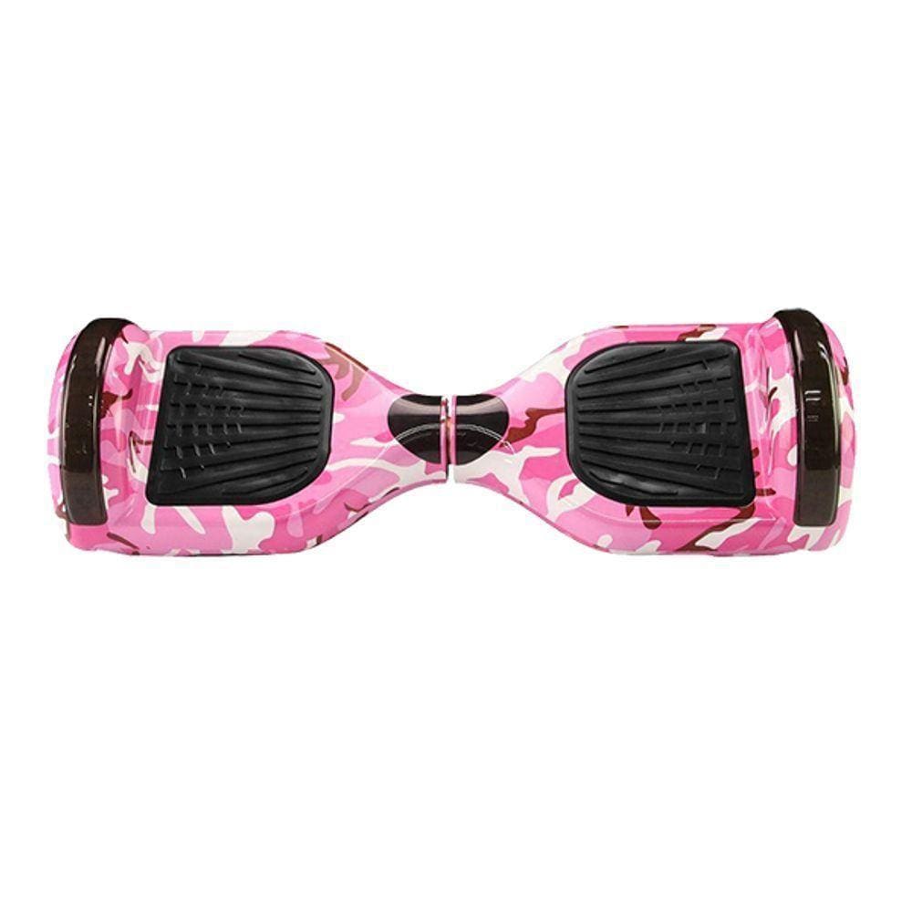 Hoverboard Infantil Skate Elétrico Led Rosa Camuflado