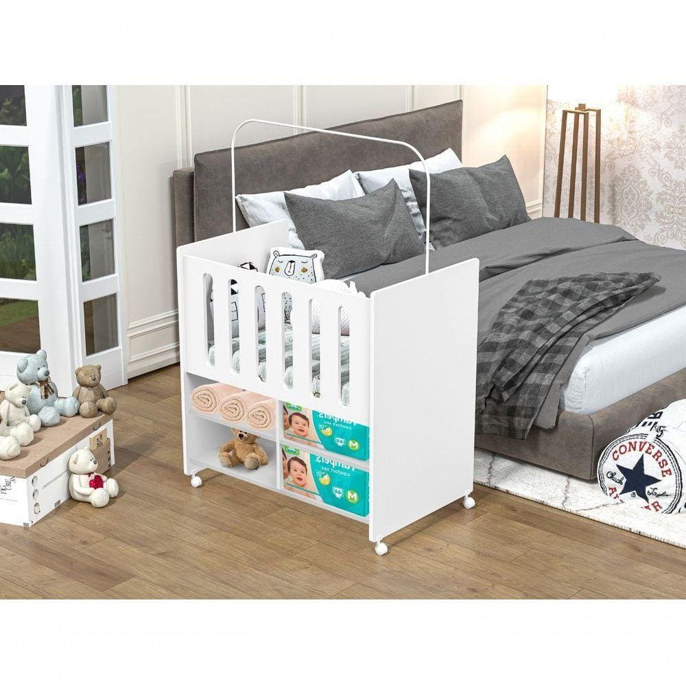 Berço Fofura 100% Mdf C/Colchão Nicho Organizador/Fraldas