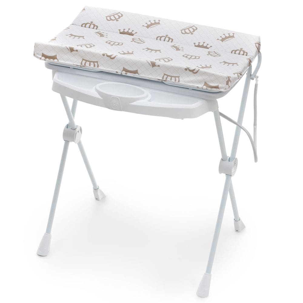 Banheira Plástica Desmontável Para Bebe Com Trocador Almofadado E Protetor Lateral Galzerano